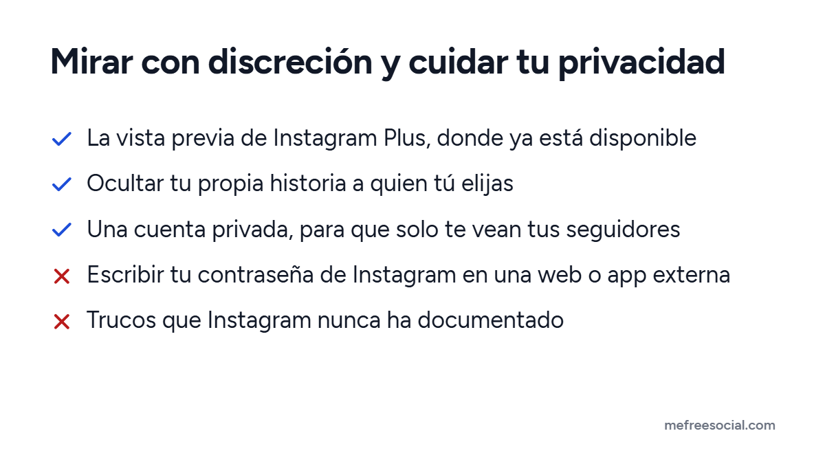 Lista: la vista previa de Instagram Plus, ocultar tu historia y la cuenta privada sirven; dar tu contraseña a una web y los trucos sin documentar, no